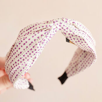 Purple Polka Dot Twist Fabric Headband, 4 of 4