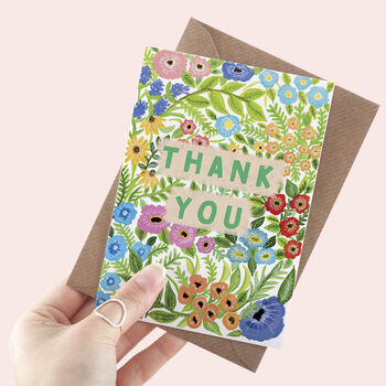Floral Pattern Thank You Greeting Card, 2 of 2