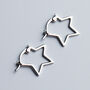 Sterling Silver Star Shape Hoop Earrings, thumbnail 1 of 6