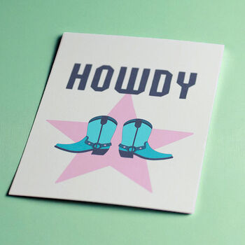 Howdy Cowboy Boots Western A5 Wall Print, 2 of 2