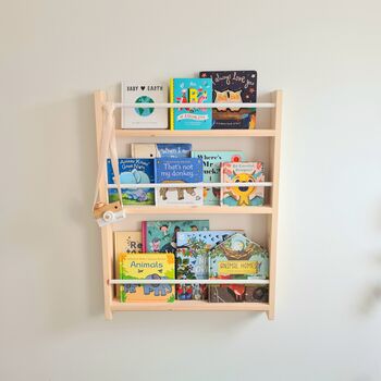 Nursery Bookcase With Rails, Nursery Decor, 8 of 10