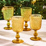 Set Of Four Amber Sunrise Embossed Wine Glasses, thumbnail 1 of 8