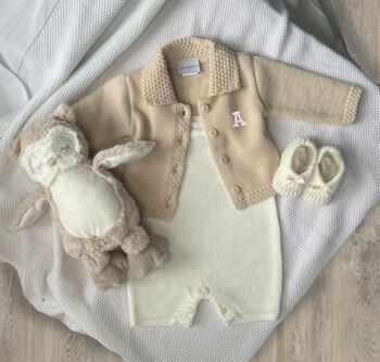 Personalised Beige Knitted Cardigan, 2 of 4