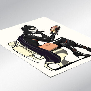 Catwoman On The Toilet Print, 2 of 2