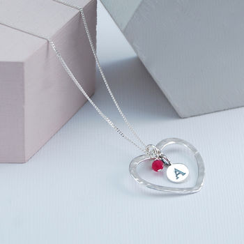 Hammered Sterling Silver Large Star Birthstone Necklace, 2 of 12