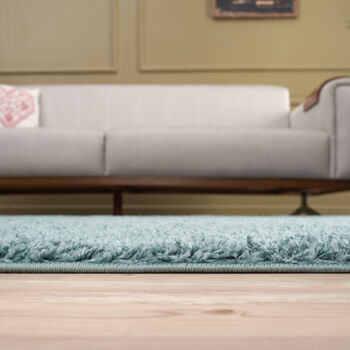 The Rugs Plain Duck Egg Blue Shaggy Rug, 2 of 12