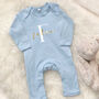 Babygrow Personalised With Name And Initial Gold White, thumbnail 4 of 5