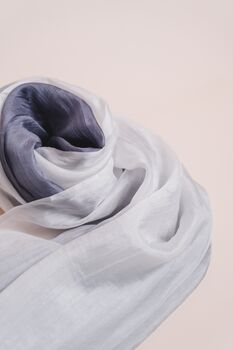 100% Mulberry Silk Scarf, Ombre Silver Grey, 6 of 6