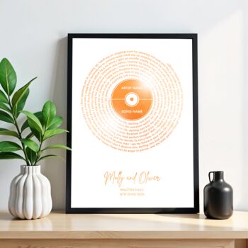 Personalised Foiled Record Song Lyric Print, 6 of 10