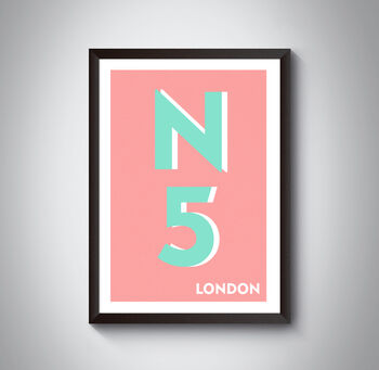 N5 Highbury London Typography Postcode Print, 8 of 9