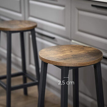 Set Of Two Tall Steel Frame Bar Kitchen Stools, 4 of 7