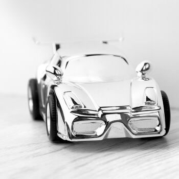 Personalised Silver Plated Sports Car Money Box, 5 of 6