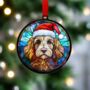 Cavapoo Blonde In Santa Hat Suncatcher Decoration, thumbnail 2 of 6