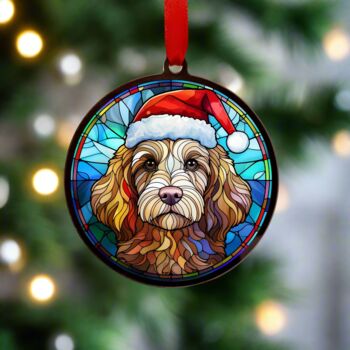 Cavapoo Blonde In Santa Hat Suncatcher Decoration, 2 of 6