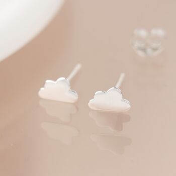 Sterling Silver Mini Cloud Stud Earrings, 5 of 8