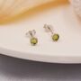 Tiny Sterling Silver Genuine Peridot Tiny Stud Earrings, thumbnail 3 of 9