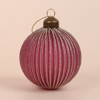 G Decor Set Of Four Glass Pink Christmas Baubles, 3 of 6