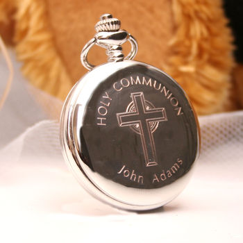 Engraved Pocket Watch With Holy Communion Design, 2 of 8