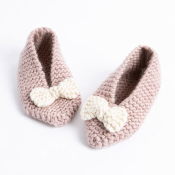 Bow Slippers Knitting Kit, 2 of 7