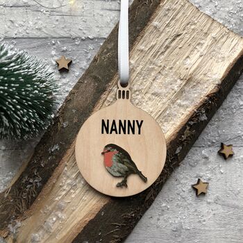 Personalised Traditional Robin Bauble Tree Decoration, 2 of 3