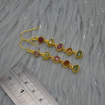 Mixed Tourmaline Sterling Silver Dangle Earrings, 4 of 12