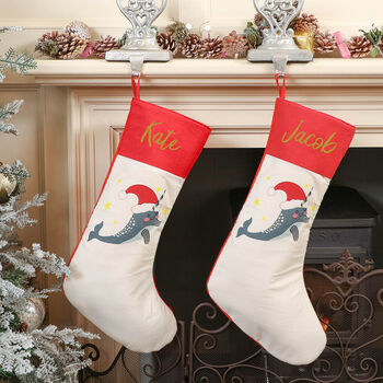 Personalised Novelty Narwhal Christmas Stocking, 7 of 7
