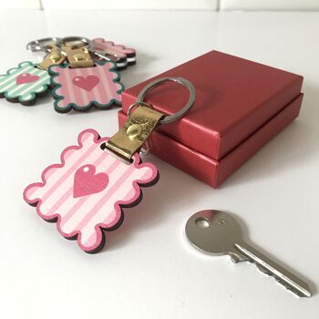 Personalised Pink Wavy Frame Keychain And Bag Charm, 2 of 4