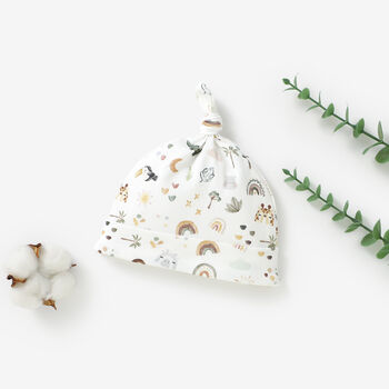 Boho Safari Animals Organic Cotton Baby Sleepsuit And Hat Set, 3 of 3