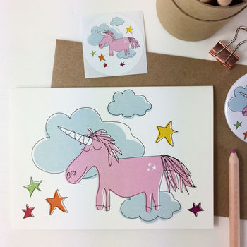 Unicorn Gift Wrapping Paper Or Gift Wrap And Card Set, 12 of 12