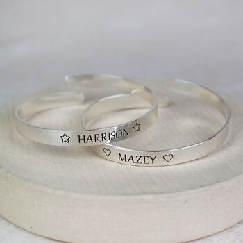 Sterling Silver Engraved Christening Bangle, 6 of 6