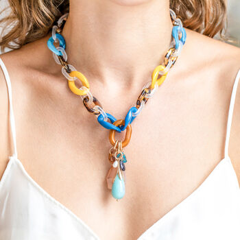 Multi Colour Chunky Bold Acrylic Statement Necklace, 2 of 3