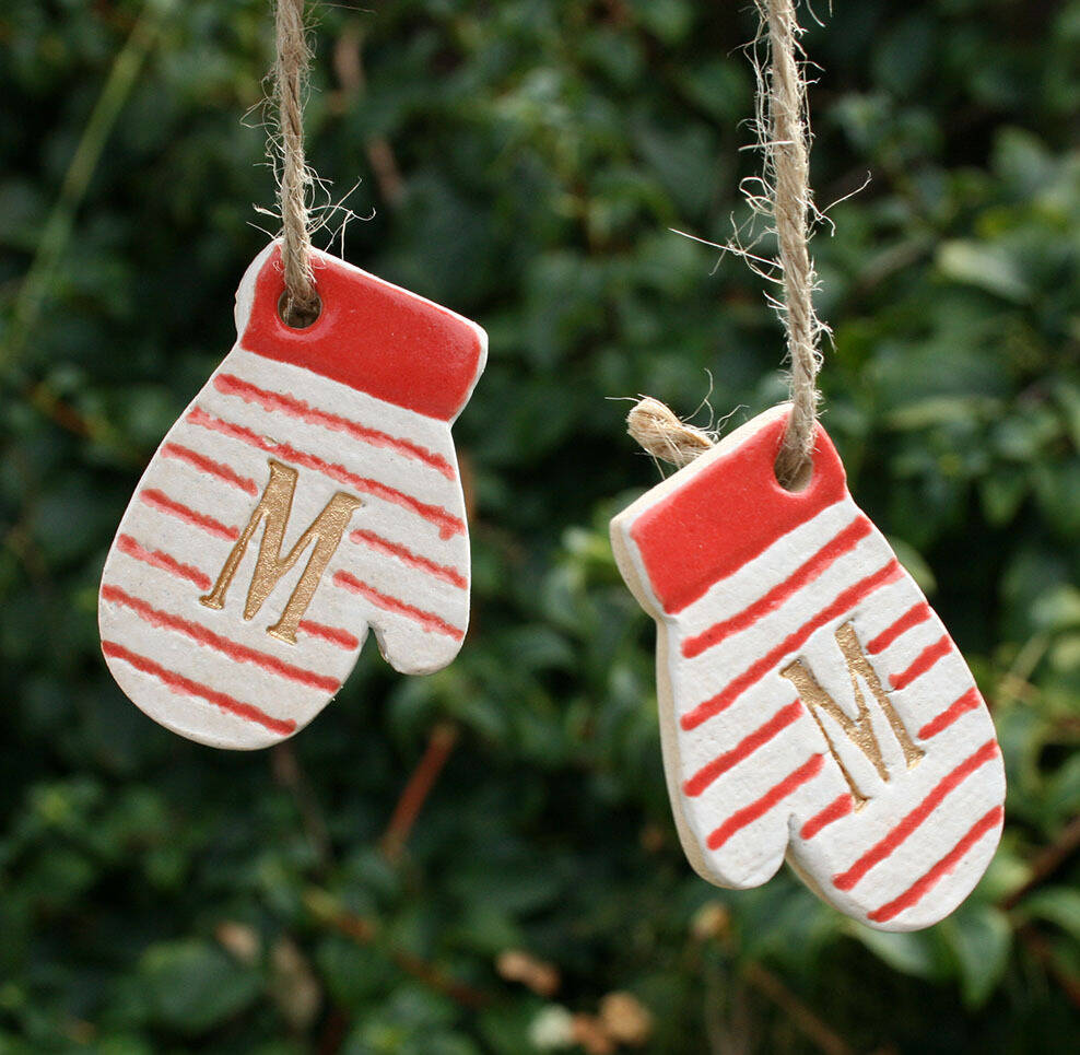 Ceramic Mittens Christmas Decoration By Juliet Reeves Designs