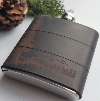 Personalised Mountain Man Leather Hip Flask, 3 of 6