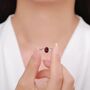 Genuine Garnet Oval Ring In Sterling Silver, thumbnail 10 of 11
