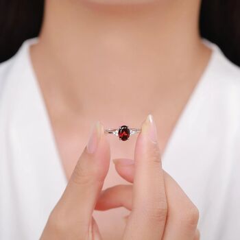 Genuine Garnet Oval Ring In Sterling Silver, 10 of 11