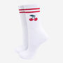 Cherry Striped Sporty Ribbed Cotton Ankle Socks Women's White, thumbnail 1 of 4