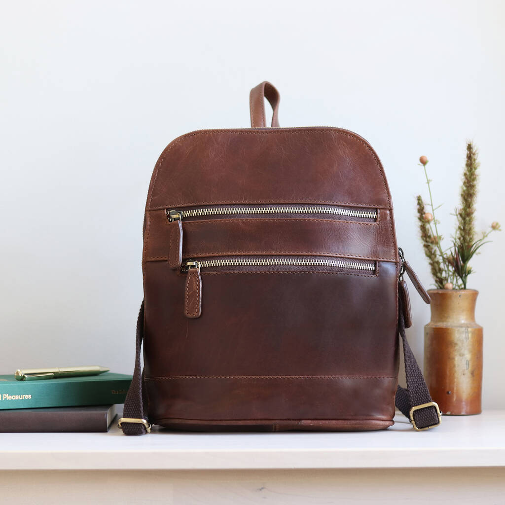 Leather Backpack With Pockets By The Leather Store | notonthehighstreet.com