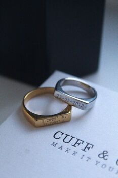 Gold Colour Personalised Signet Ring, 6 of 7