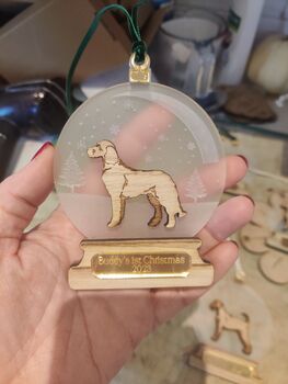 Personalised Snow Globe Dog Christmas Decoration, 5 of 12