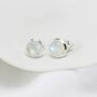Dainty Rainbow Moonstone Stud Earrings, thumbnail 1 of 7