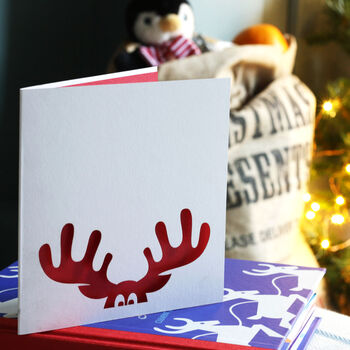 Reindeer Papercut Christmas Card, 2 of 4