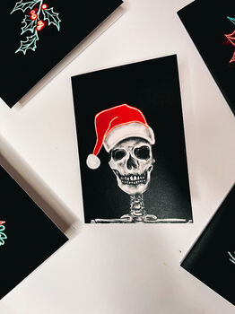 Neon Skull Santa Gothic Christmas Card, 3 of 3