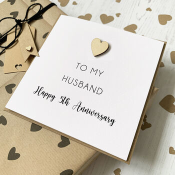 5th Wooden Anniversary Card For Husband/Wife, 2 of 2