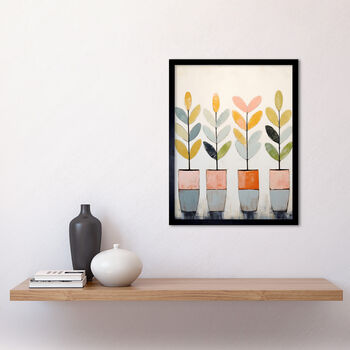 Four Plant Pots Pastel Bright Pink Green Boho Art Print, 2 of 3