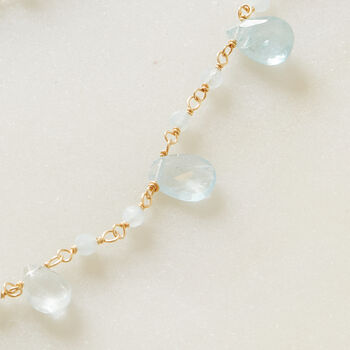 Aquamarine Silver Gold Plated Beaded Necklace, 3 of 11