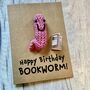 Book Worm Reader Crochet Birthday Card Handmade, thumbnail 4 of 8