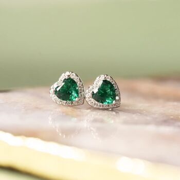 May Birthstone Earrings Emerald, 2 of 4