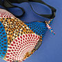 African Print Crossbody Shoulder Bag | Dumpling Sling Bag | Blue Red, thumbnail 6 of 7