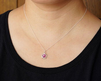 Natural Pink Sapphire Necklace In Sterling Silver, 2 of 3