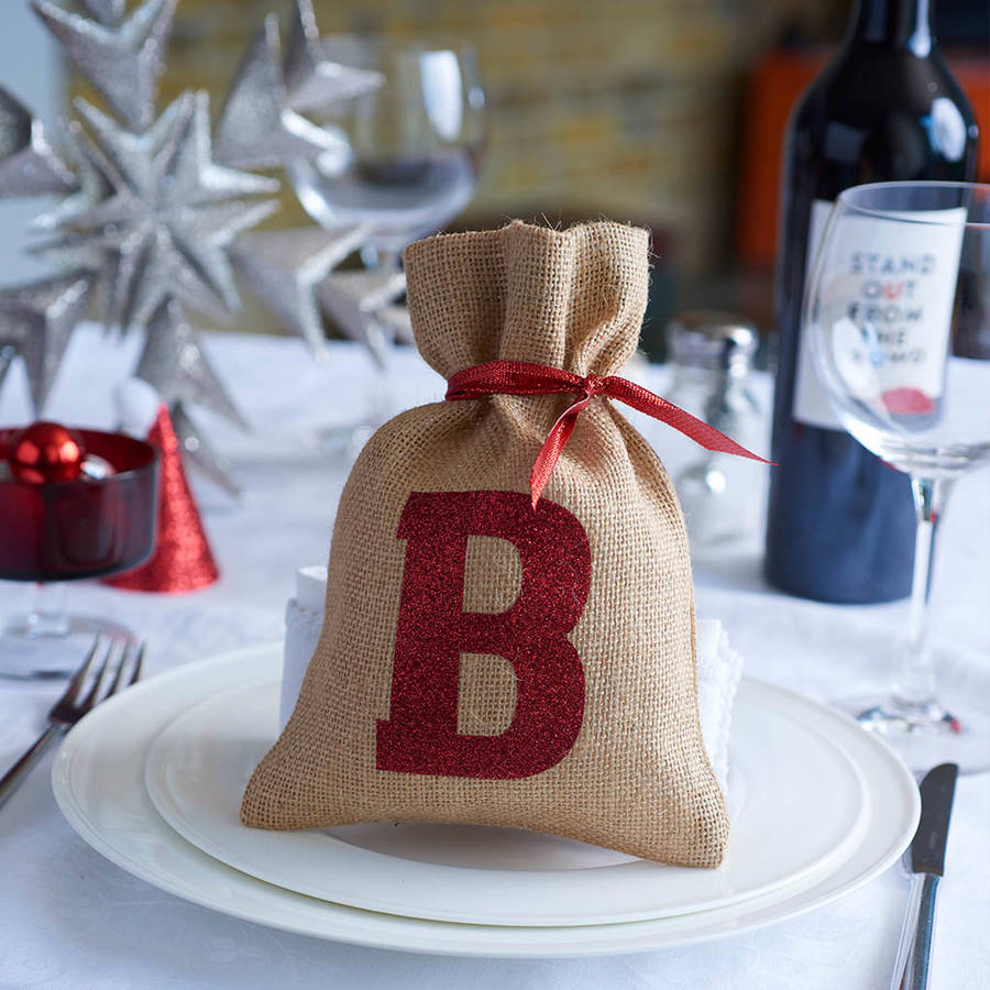 Mini Christmas Sack With Glitter Initial